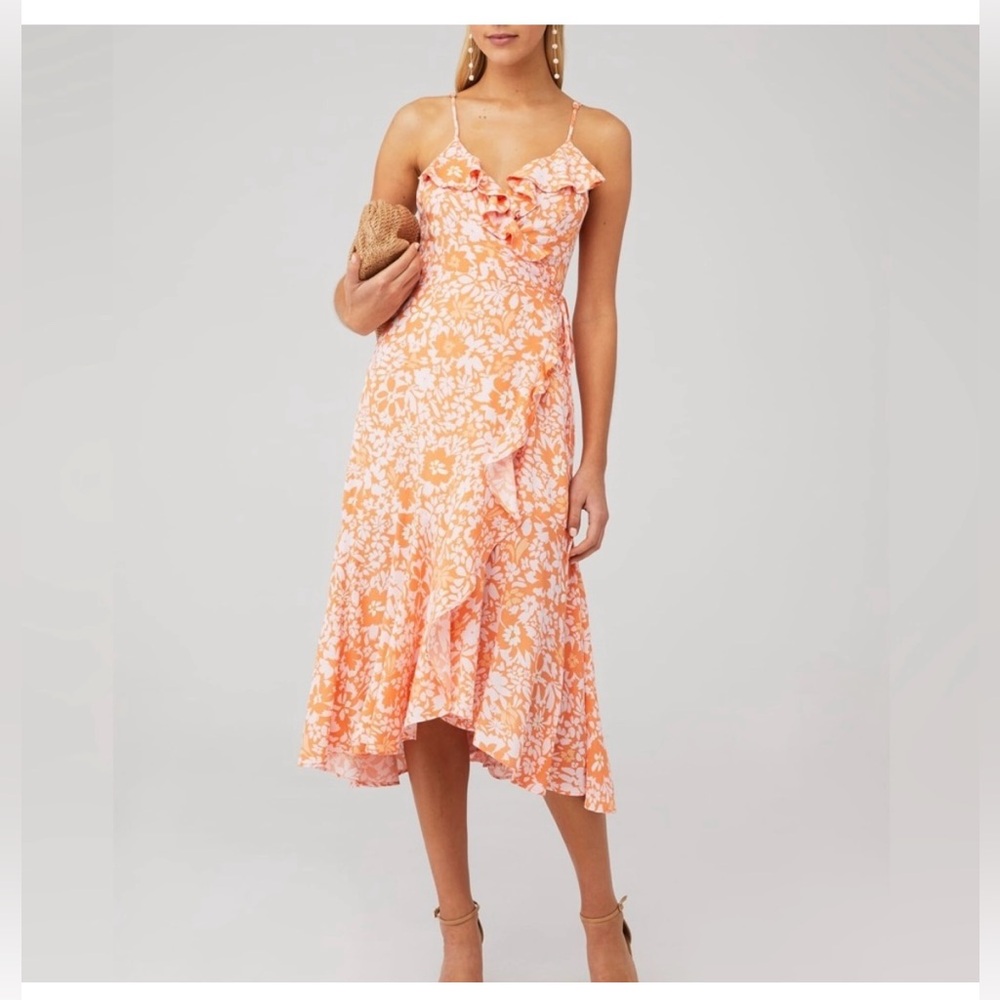 MinkPink Size XS Marli Midi Floral Wrap Dress